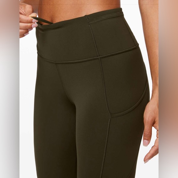 Lululemon Fast and Free Tight II 25” Nulux Dark Olive Green Leggings - Picture 5 of 10